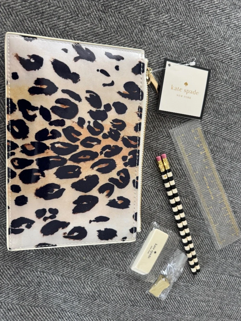 NWT, KATE SPADE, LEOPARD PRINT PENCIL HOLDER
